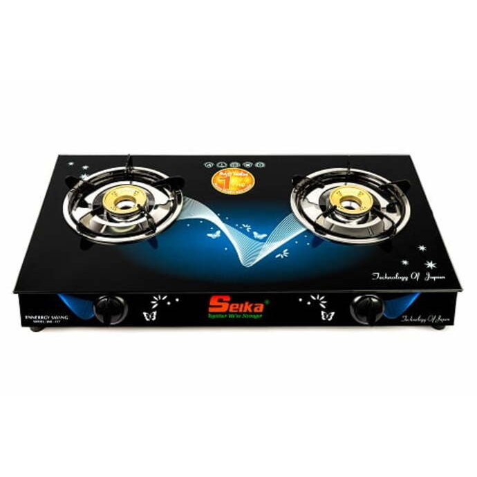 Bếp Gas Đôi Mặt Kính Seika (Sen Nhôm) SKB117