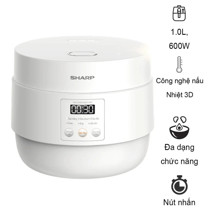 Nồi Cơm Điện Tử Sharp KS-COM100DV-WH